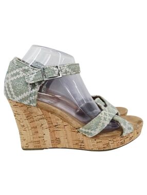 TOMS Canvas Woven Geometric Print Wedge hee
Heeled Sandals Green 9.5